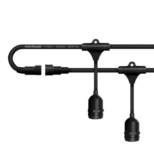 Guirnalda negra de 10 mts x 20 luces E27 IP66 250V 700W máximo